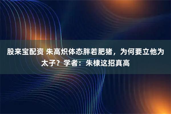 股来宝配资 朱高炽体态胖若肥猪，为何要立他为太子？学者：朱棣这招真高
