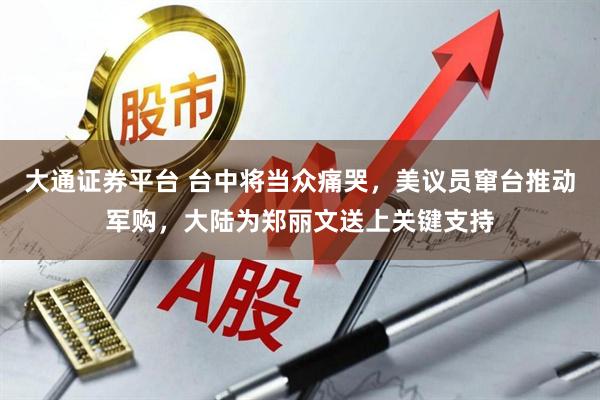 大通证券平台 台中将当众痛哭，美议员窜台推动军购，大陆为郑丽文送上关键支持