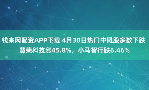 钱来网配资APP下载 4月30日热门中概股多数下跌 慧荣科技涨45.8%，小马智行跌6.46%